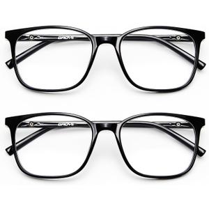 Gaoye Ultralight Blue Light Glasses for Women - Computer Protection Glasses for All Day Comfort - Anti UV Glare & Eyestrain (Light Black 2 Pack)