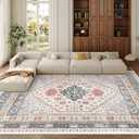 zesthome 8x10 Area Rugs for Living Room,Non-Slip Backing Washable Rugs,Vintage Large Area RugStain Resistant Home Decor Rug (Multi,8'x10')
