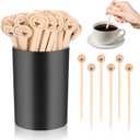 100 PCS Coffee Stirrer and Holder Set 6 inch Wooden Coffee Stirrers with Round Ends Disposable Coffee Stir Sticks Beverage Stirrer Sticks Plastic Drink Stirrer Holder for Cafe Drink Stations Bar
