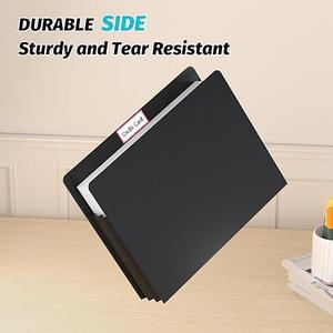 Plastic Expanding File Pockets,Heavy Duty with 4”Expansion,High Capacity Durable Accordion File Jacket,Letter Size,Poly Folder,Straight-Cut Tab, for Manila Folder,Bulk Archiving, 6 Pack,Black