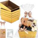 Wonderjune 20 Pcs Valentines Day Gift Baskets Empty To Fill Baskets For Gifts Empty With Gift Bag Bow Valentines Gifts Storage Basket Bulk for Wedding Party Wrapping(Gold)