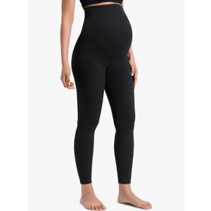CRZ YOGA Softretch Maternity No Front Seam Leggings 25" - Workout Yoga Casual Womens Pregnancy Pants Over The Belly, Small