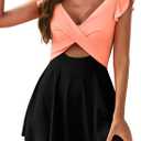 Aleumdr Women's One Piece Swimsuit Ruffle Cutout Swimdress Tummy Control V Neck Wrap Swimwear (XX-Large, Pink Black)