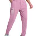 EZRUN Men's Stretch Joggers Quick-Dry Athletic Golf Running Pants Pink