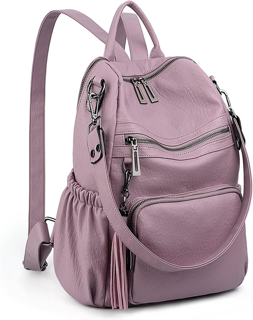 UTO Women Backpack Purse Leather Vegan Ladies Fashion Designer Rucksack Convertible Travel Shoulder Bag with Tassel
