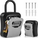 L Large Key Lock Box, 4.5x3.7x1.5 Waterproof Kirsite Combination Lockbox for Keys Outdoor, Portable Key Lock Box Wall Mount with Code (L Size, Gray)