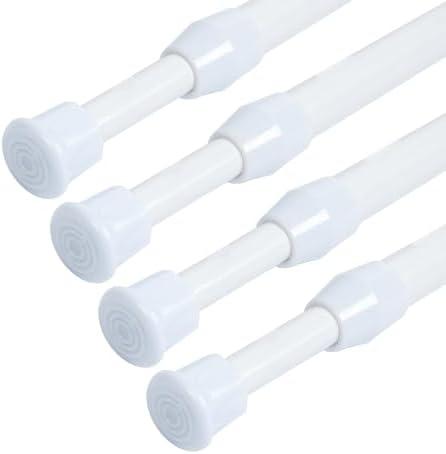 Spring Shower Curtain Rod, 4 Pack Cupboard Bars Tensions Rods 16 to 28 Inches Adjustable Extension Rod for Bathroom Window Closet Wardrobe Bar DIY Projects (White, 16-28 in-4 Pcs)