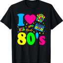 I Love The 80's Eighties Party Dress Retro T-Shirt, L Ladies