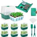 Hanaoyo Reusable Seed Starter Tray with 72 Soft Silicone Cells, 6 Pack Seed Starter Kit with Repotting Mat, Humidity Dome and High Lid, Germination Trays for Indoor Greenhouse Seed Starter