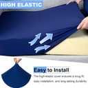 pickyNproud 8Pcs Patio Cushion Covers Stretch Outdoor Couch Cushions Slipcovers Replacement Washable Furniture Protector with Elastic Bottom Sofa Chair Seat Cover, Navy Blue