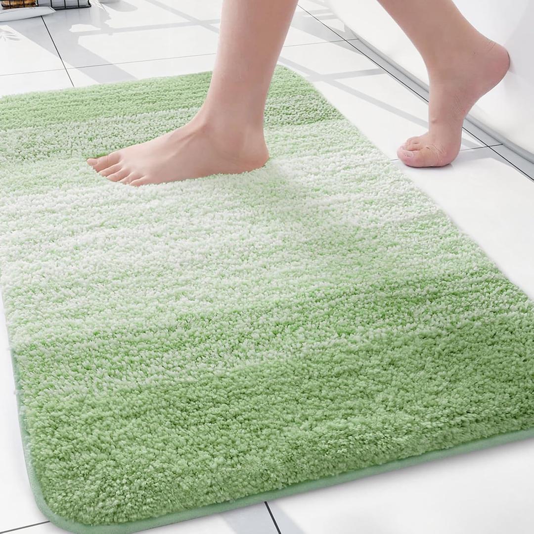 Arotive Microfiber Bathroom Rugs, Shaggy Soft and Absorbent Bath Rug, Non-Slip, Thick Plush Machine Washable Dry Bath Mats for Bathroom, Tub and Shower, 24x16, Sage Green, Rectangular