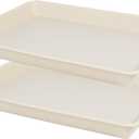 VUWEZ Rectangle Plant Tray, Plant Drip Tray, Plant Pot Saucers, Plant Germination Trays, Plant Saucers, 14.5'' x 11'' x 1.5'' (2 pack), Beige