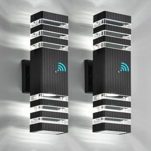 DASTOR Dusk to Dawn Outdoor Wall Lights, 3-Layer Up Down Outdoor Lights for House, Waterproof Exterior Sconce Wall Lighting Fixtures for Porch Garage Front Door (Cool White) (15-inch)