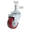 Finnhomy Swivel Caster Wheels 2 Inch Heavy Duty Threaded Stem Casters 3/8"-16x1 Set of 4 Premium Polyurethane Wheels PU Load Bearing 800 Lbs Anti-wear Smooth Casters, Red