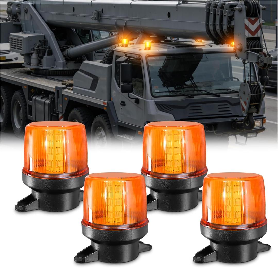 2PCS Amber Strobe Lights, 30-Led Emergency Safety Mini Strobe Beacon Lamp, Caution Flashing Warning Light For Cars, Trucks, Tow, Bus, Tractor, Trailer, ATV, RV, Vehicles