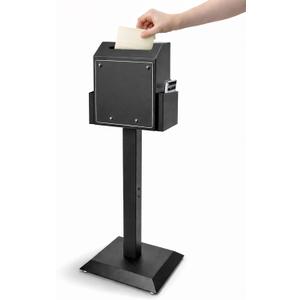 Suggestion Box with Stand, Floor Standing Offering Box, Heavy Duty Metal Locking Ballot Collection Safe Box for Voting Charity Donation Church Election Ballet Event