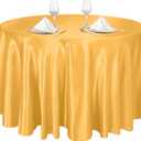 Ruisita 120 Inches Round Satin Tablecloths Gold Overlay Round Satin Table Cover Bright Silk Tablecloth Smooth Fabric Tablecloth for Wedding Banquet Table Decoration