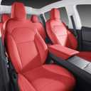 Car Seat Covers for New 2025 Tesla Model Y Juniper Nappa Leather Car Interior Seat Airbag Compatible Cushion Cover Full Set Custom Fit 2025-2026, Nappa Red