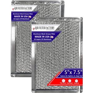 12-Layer Air Filter Factory 5" x 7.5" Pull Tab Microwave Grease Filter Replacements For Many GE, Frigidaire, Magic Chef & LG Microwave Oven Models Filter Set Of 2 (Pull Tab Short Side)
