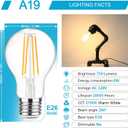 Ascher 60 Watt Equivalent, E26 LED Filament Light Bulbs, Warm White 2700K, Non-Dimmable, Classic Clear Glass, A19 LED Light Bulb with 80 CRI, Pack of 12