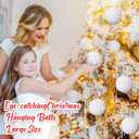 Threan 6 Pcs 3.93'' White Ball Christmas Ornaments Large Glitter Christmas Ball Ornament Sequin Foam Hanging Decorations for Xmas Wedding Party Holiday Decor