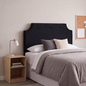 Lineshading Upholstered Twin Size Headboard in Black Dorm Bed Twin Headboard with Adjustable Metal Bed Rail Slots Fabric Panel for College Dorm Bedroom Back to School Supplies, 19.69 x 29.53 inches