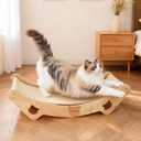 Yesibeike Upgraded Sisal Cat Scratcher Bed, Solid Oak Frame 1.3 cm Thick, 100% Sisal Pad, Curved Scratch Lounger, Stable Base Up to 36 lb, Sofa Protector, Odor-Free, 23.6" x 13.7"