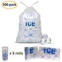 200 PACK 5 lb. Plastic Drawstring Ice Bags 9 x 17 Inch Heavy-Duty | Ice Bags with Plastic Draw String (2mil Thickness)