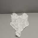 Lilosy Sexy Mesh Sheer Floral Lace Corset Lingerie Bodysuit Bustier Cami Top (Large, White)