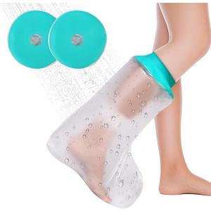 2PK Waterproof Leg Cast Cover for Showering Reusable Shower Sleeve for Leg After Surgery, Watertight Non-Slip Adult Fracture Protector Bag, Water Proof Medical Covers for Wound/Bandages