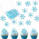 50 PCS Edible Snowflake Cupcake Toppers Wafer Paper Snowflake Cake Decorations Edible Snowflake Cupcake Picks Topper for Christmas Winter Frozen Theme Baby Shower Birthday Party Decor Supplies (Design 1)