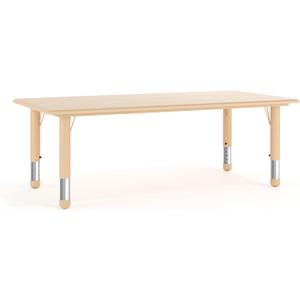 Flash Furniture Wren Adjustable Classroom Activity Table for School and Home, Plastic Activity Table for Kids, 23.625" W x 47.25" L, Natural, Set of 1
