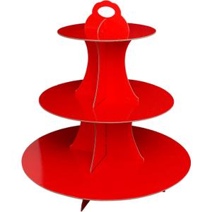 3-Tier Cardboard Cupcake Stand,Red Cupcake Stand Tower for Birthday Wedding DIY Dessert Decoration