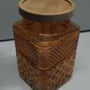 ANSQU Square Glass Canister, 61oz Candy Jar with Lid, Glass Food Storage Containers for Ground Coffee, Tea, Sugar, Decorative Mason Jar Cookie Jars (Amber)