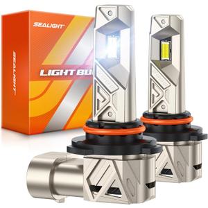 SEALIGHT 9005/HB3 Bulbs, 96,000LM Cool White 6500K, IP68 Waterproof 80000h Long Lifespan, Real 1:1 Size to HB3 Fog Light Bulbs Plug N Play, 99% Compatible Anti Hyper Flashing, Pack of 2