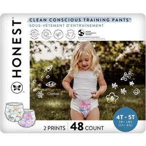 The Honest Company Clean Conscious Training Pants for Sensitive Skin | Hypoallergenic, Fragrance Free | Magical Moments + Butterfly Kisses | Size 4T/5T (38+ lbs), 48 Count
