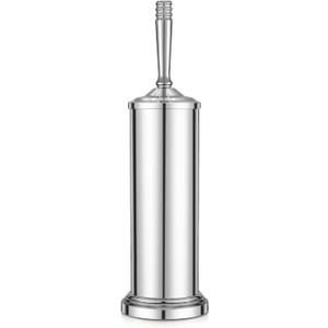 Chrome Toilet Brush and Holder Set, Stainless Steel Toilet Brush for Bathroom,Heavy Duty Toilet Bowl Brush and Holder,Deep Cleaning Modern Toilet Cleaner Brush -Space Saving, Covered Brush
