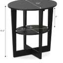 Furinno JAYA Side Table Set of 2, 2-Tier Round Modern End Table with Oval Tabletop, Night Stand, Bedside Table with Open Shelf, for Living Room, Bedroom, Walnut, 2-pack Oval Panel