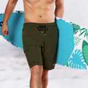 BRISIRA Mens Swim Trunks Bathing Suit 9 Inch Inseam Compression Liner Beach Long Board Shorts Swimsuit Anti-Chafe Quick Dry (Green, XS)