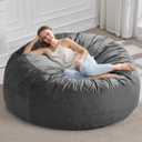 Hobestluk 5FT Bean Bag Chair Giant Bean Bag Chairs for Adults Large Bean Chairs with Removable Cover, Beanbag Chair with Filler, Adult Bean Bag Chairs for Living Room, Bedroom, 5FT - 50" x 50" x 24"