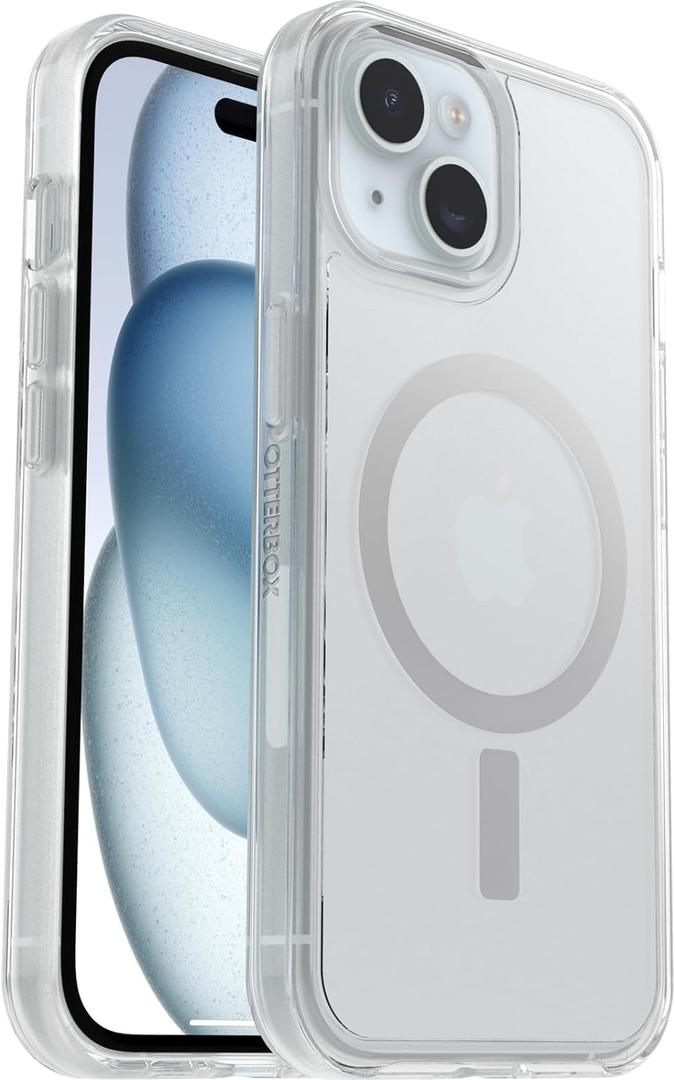OtterBox iPhone 15, iPhone 14, and iPhone 13 (ONLY) Symmetry Series+ Case - Clear, Snaps to MagSafe, Ultra-Sleek, Raised Edges Protect Camera & Screen - Non-Retail Packaging