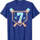 Baseball 7 Year Old Ice Cream Drip 7th Birthday Boy Number 7 T-Shirt (Small, Royal Blue)