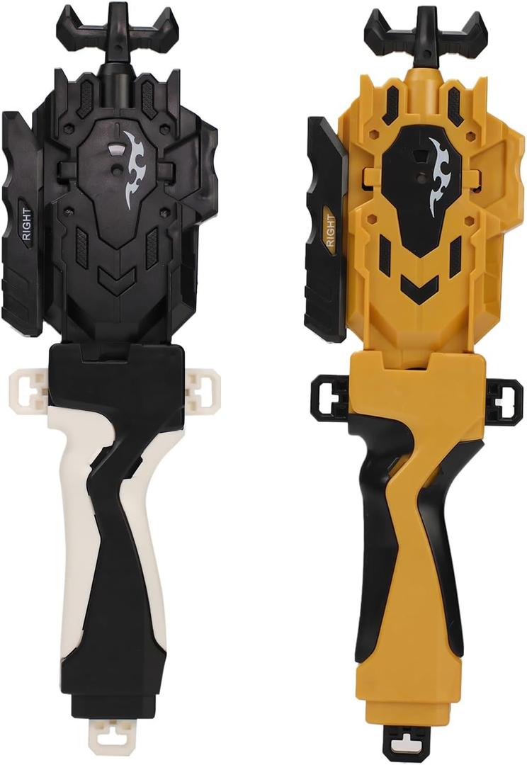 2 Pack String Launchers and Grips, Battling Burst Launcher, Left/Right Spin, Only Compatible with Burst, Two Launch Modes Gyros(Black+Golden)