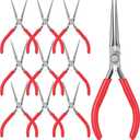 10 Pcs Mini Needle Nose Pliers Bulk, 6 Inch Precision Pliers Set with Extra Long Tips for Jewelry Making, Wire Wrapping, Small Object Gripping, DIY Project (Red)