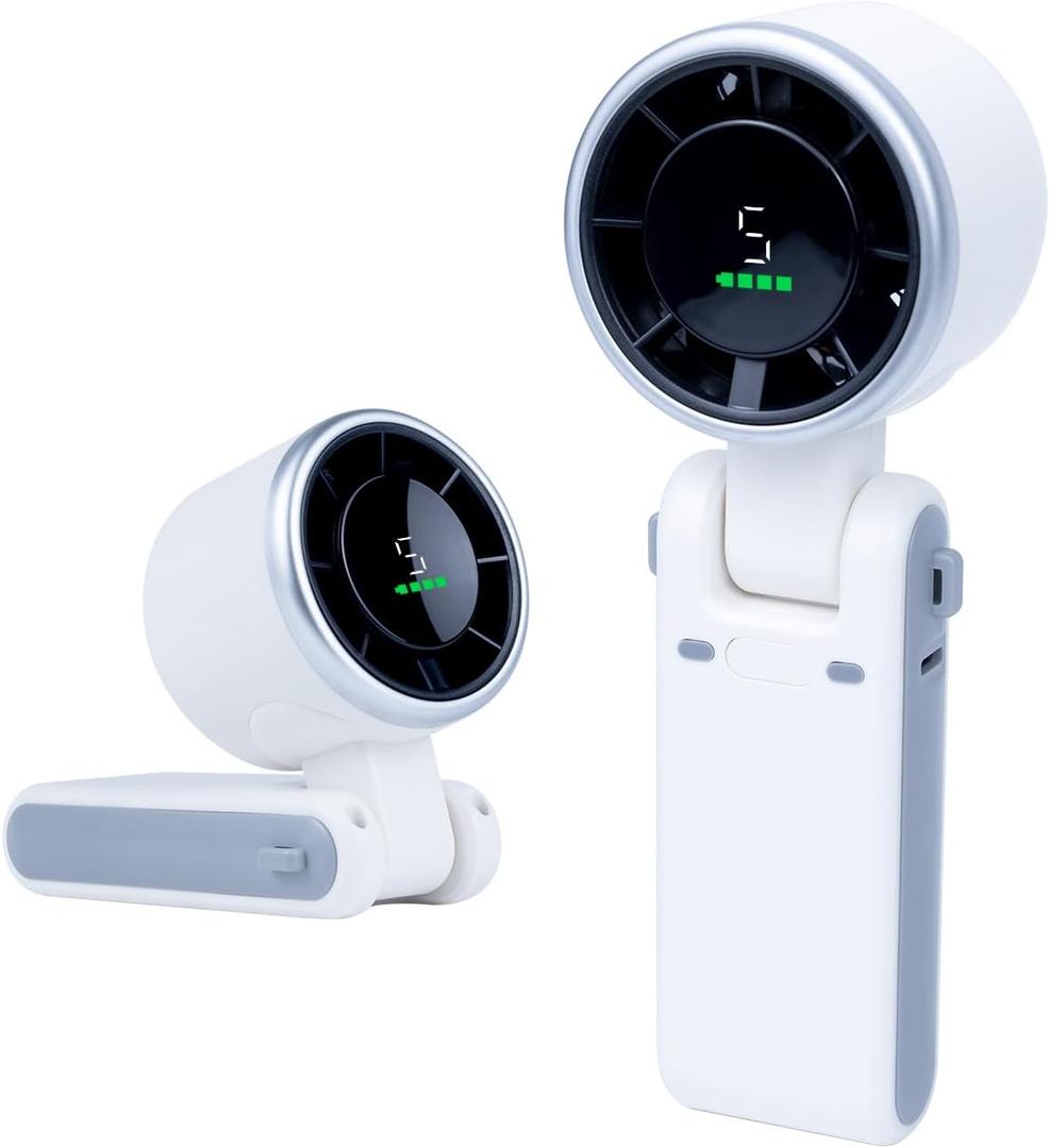 Portable Handheld Turbo Fan with Ice Cooling, Rechargeable Personal Fan, Up to 12Hrs Cooling, 5 Speed 25550RPM Powerful Portable Fan for Travel, Outdoor, Camping, Hiking