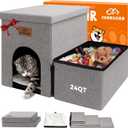 Dog Stairs 15" H, 2-Step Wider Dog Steps for Small/Medium/Large Old Dogs Cats, Folding Sturdy Storage Pet Stairs Climbing Bed Couch, Dog Ramp for Car Hold Up to 150 lbs(Gray, with Condo)