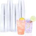 BYSNOW 100 Pack 14 oz Clear Disposable Plastic Cups, Clear Plastic Cups Tumblers Cocktail Party Glasses, Elegant Disposable Decoration Cup for Thanksgiving, Wedding