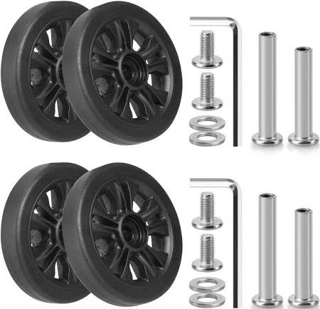 Domiella 4 PCs Luggage Replacement Wheels, OD 55 mm Swivel Caster Wheels, Rubber Suitcase Trolley Repair Kit Luggage Wheel Replacement