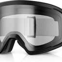 Ski/Snowboard Goggles for Men Women, OTG Snow Goggles Anti Fog 100% UV Protection Snowboarding Goggles (A08-black/Revo Transparent)