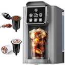 Hot & Iced Coffee Maker with Bold Setting, Single Serve Coffee Maker for K Cup and Grounds, 6-14 Oz Brew Sizes, 50 Oz Removable Water Tank, One Cup Coffee Machine with Reusable Filter, Grey